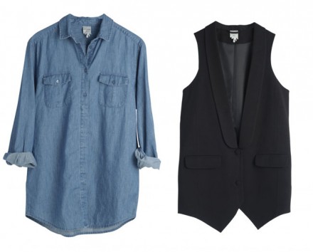 Monki: Alondra Shirt Denim, Tuva Vest Black