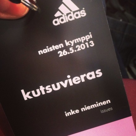 Naisten Kympille minut kutsui Adidas, suurkiitokset!